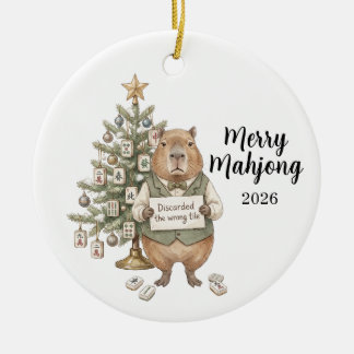 Capybara Merry Mahjong Weihnachten Lustiger Urlaub Keramik Ornament