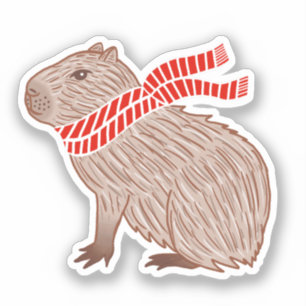 Capybara mit einem roten Scarf-Sticker Aufkleber