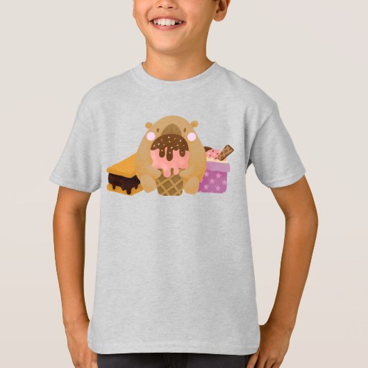 Capybara mit Eiscreme T-Shirt (Vorderseite)
