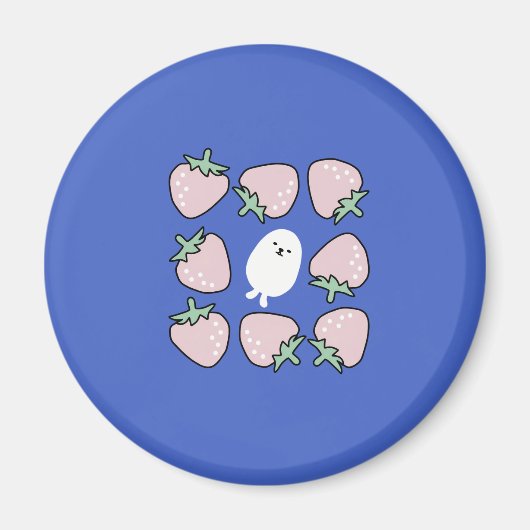 Capybara mit Erdbeeren Doodle Ästhetik Magnet (Vorne)