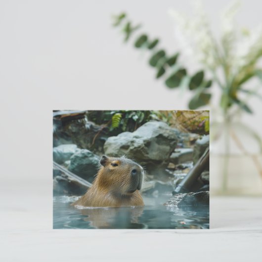 Capybara mit heißem Frühling Postkarte (Stehend Vorderseite)