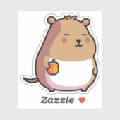 Capybara mit Kaffeeaufkleber Aufkleber (Blatt)