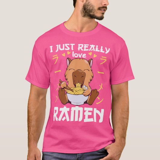 Capybara mit Noodles Ramen Kawaii Capybara T-Shirt (Vorderseite)