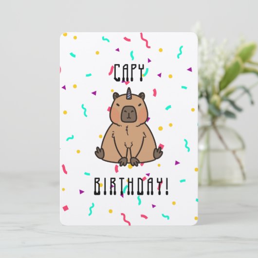 Capybara mit Party Hat Capy Birthday (Stehend Vorderseite)