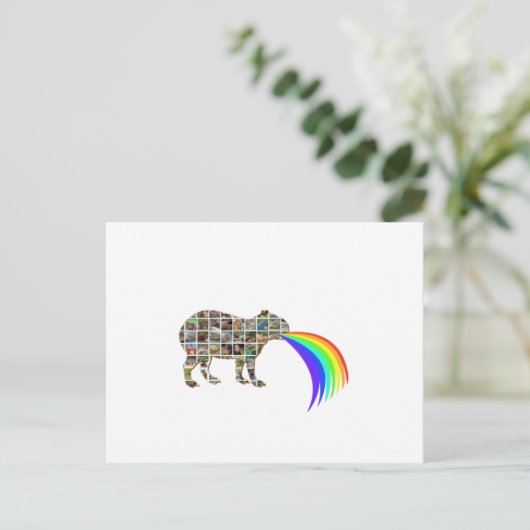Capybara mit Regenbogen Postkarte (Stehend Vorderseite)