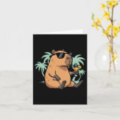 Capybara mit Schwanz - Chill-Vibes Karte (Gelbe Blume)