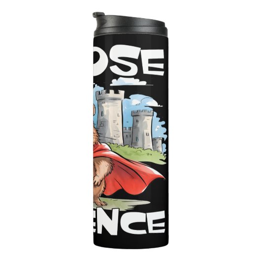 Capybara mit Schwert und Schloss Thermosbecher (Nach rechts gedreht)