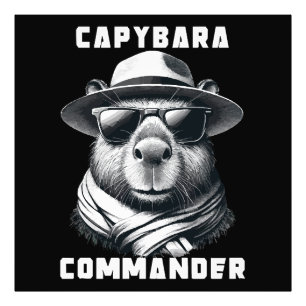 Capybara mit Sonnenbrille Capy Kommandant Fotodruck