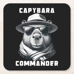 Capybara mit Sonnenbrille Capy Kommandant Rechteckiger Pappuntersetzer