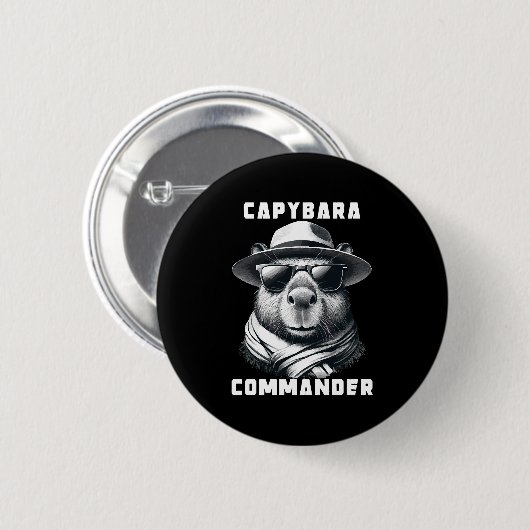 Capybara mit Sonnenbrille Kapitän Button (Vorne & Hinten)