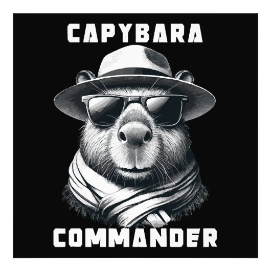 Capybara mit Sonnenbrille Kapitän Fotodruck (Vorne)