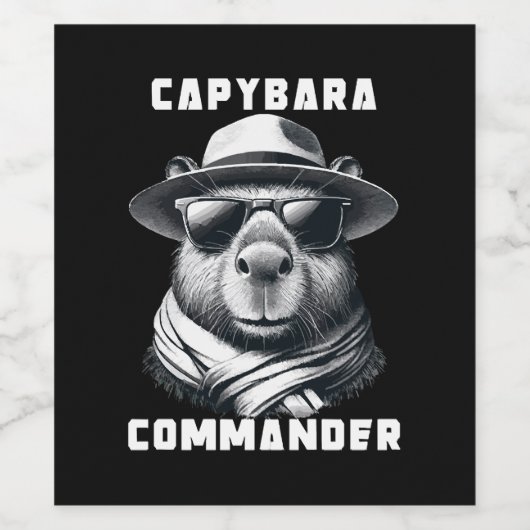 Capybara mit Sonnenbrille Kapitän Weinetikett (Einzelnes Label)