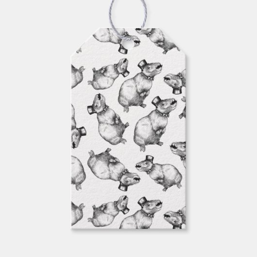 Capybara mit Top-Hut Geschenkanhänger (Vorderseite)