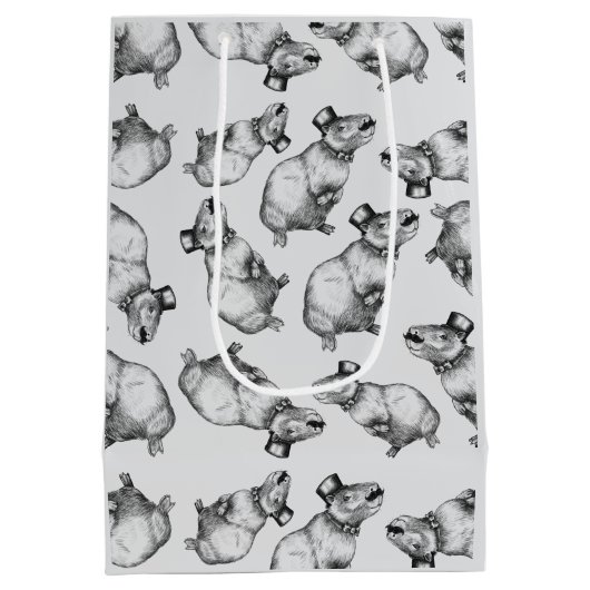 Capybara mit Top-Hut Mittlere Geschenktüte (Rückseite)