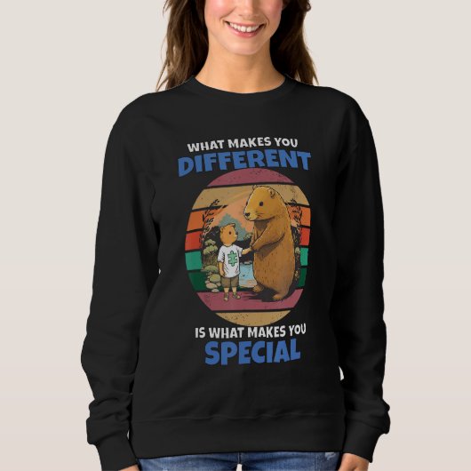 Capybara Mom and Child Puzzle Autism Awareness Mon Sweatshirt (Vorderseite)