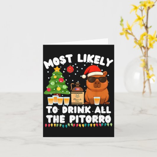 Capybara Most Likely To Drink All The Torro Funny Karte (Gelbe Blume)