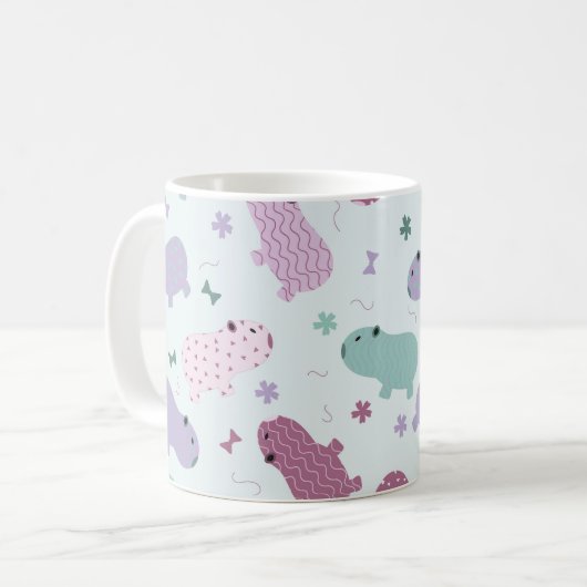 Capybara-Muster Kaffeetasse (Vorderseite Links)