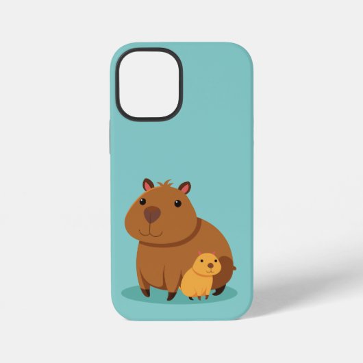 Capybara-Mutter-und-Kind-Handyhülle iPhone Hülle (Rückseite)