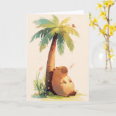 Capybara Napping unter Palmen Karte (Gelbe Blume)
