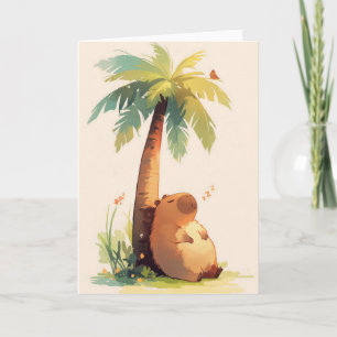 Capybara Napping unter Palmen Karte