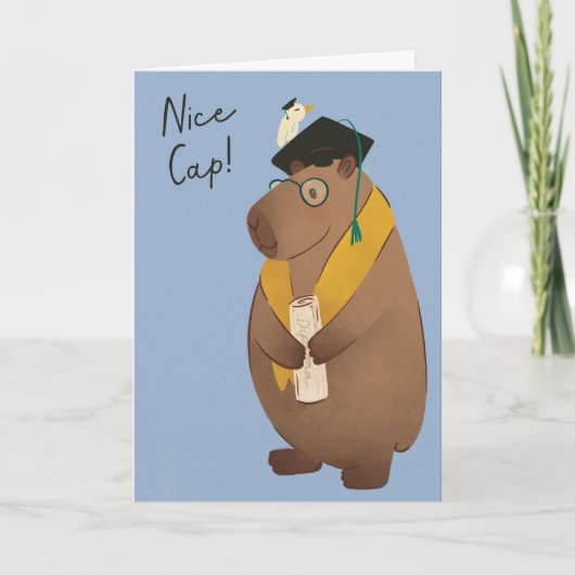 Capybara Nice Cap Abschluss Grußkarte Karte (Vorderseite)
