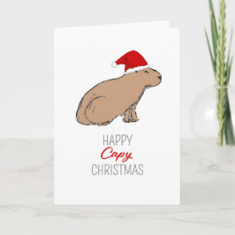 Capybara Niedlich Retro Hand Gezeichnet Weihnachts Karte