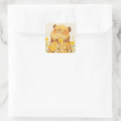 Capybara Niedlich Smile Quadratischer Aufkleber (Tasche)