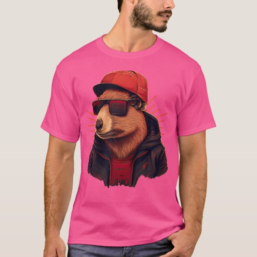 Capybara Niedlich und lustig Capybara Rap Dj Anges T-Shirt (Vorderseite)