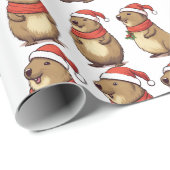 Capybara Niedliches Weihnachtsmuster Geschenkpapier (Rolleneckpunkt)