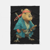 Capybara Ninja Samurai Japan Funny Japanese Graphi Fleecedecke (Vorderseite)