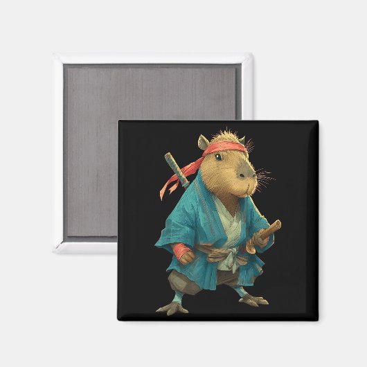 Capybara Ninja Samurai Japan Funny Japanese Graphi Magnet (Vorderseite/Rückseite)