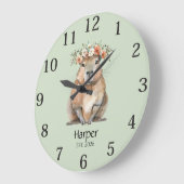Capybara Nursery Wall Clock • Personalized Große Wanduhr (Winkel)