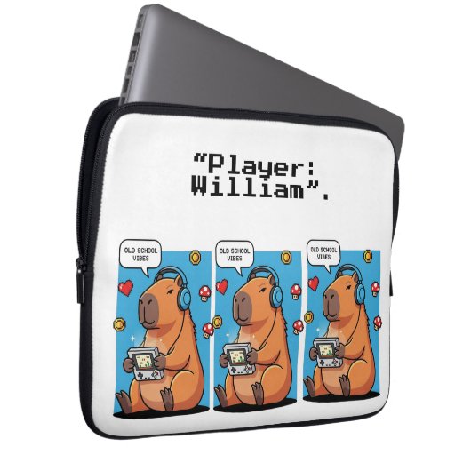 Capybara Old School Gamer Laptop Sleeve (Vorne Rechts)