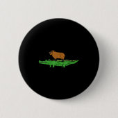 Capybara On Crocodile Capy Alligator Rodent Men Wo Button (Vorderseite)
