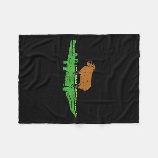 Capybara On Crocodile Capy Alligator Rodent Men Wo Fleecedecke (Vorderseite (Horizontal))