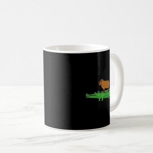 Capybara On Crocodile Capy Alligator Rodent Men Wo Kaffeetasse (VorderseiteRechts)