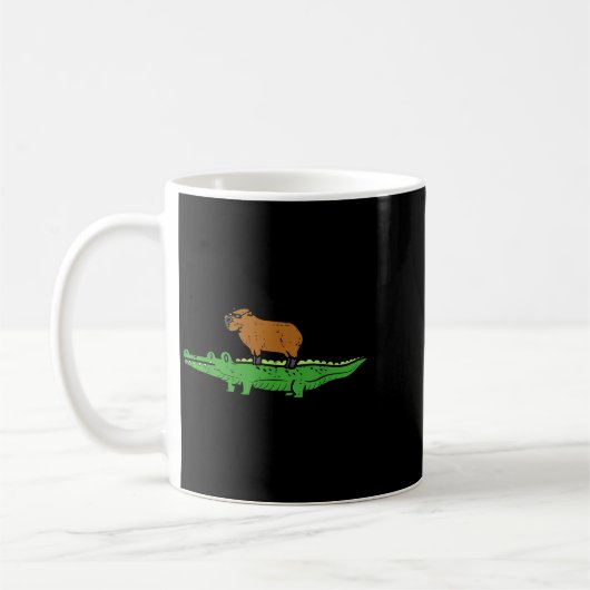 Capybara On Crocodile Capy Alligator Rodent Men Wo Kaffeetasse (Links)