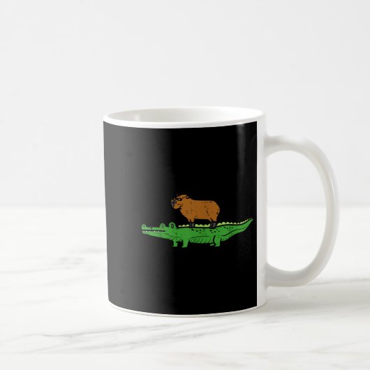 Capybara On Crocodile Capy Alligator Rodent Men Wo Kaffeetasse (Rechts)