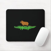 Capybara On Crocodile Capy Alligator Rodent Men Wo Mousepad (Mit Mouse)