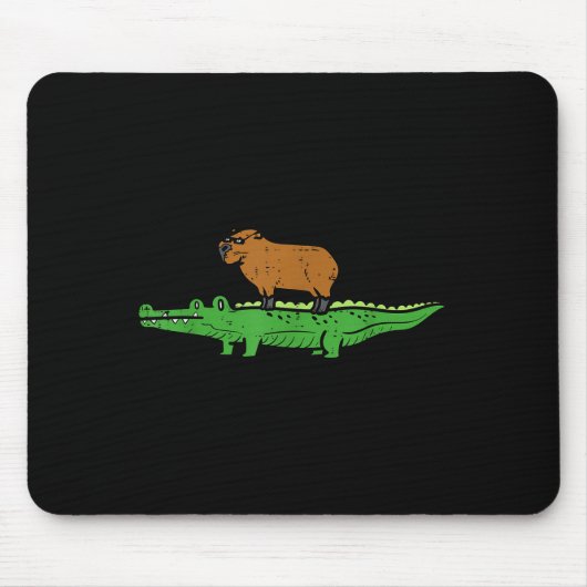 Capybara On Crocodile Capy Alligator Rodent Men Wo Mousepad (Vorne)