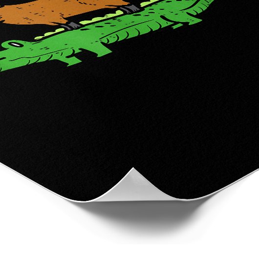 Capybara On Crocodile Capy Alligator Rodent Men Wo Poster (Ecke)