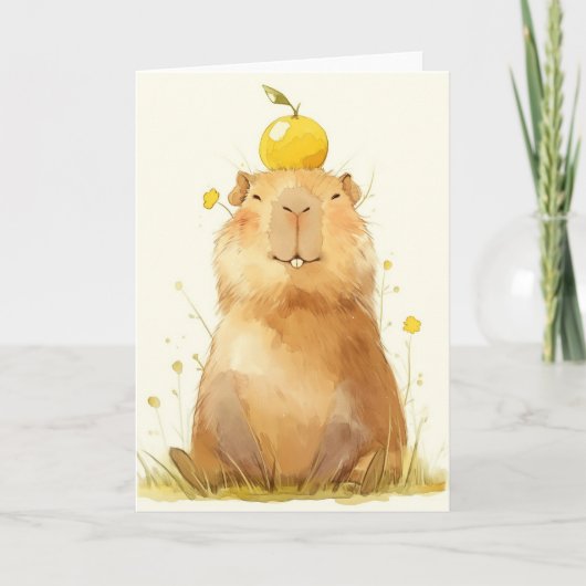 Capybara Orange You Glad Karte (Vorderseite)