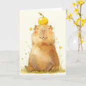 Capybara Orange You Glad Karte (Gelbe Blume)