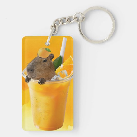 Capybara, Orangensaft Schlüsselanhänger (Rückseite)