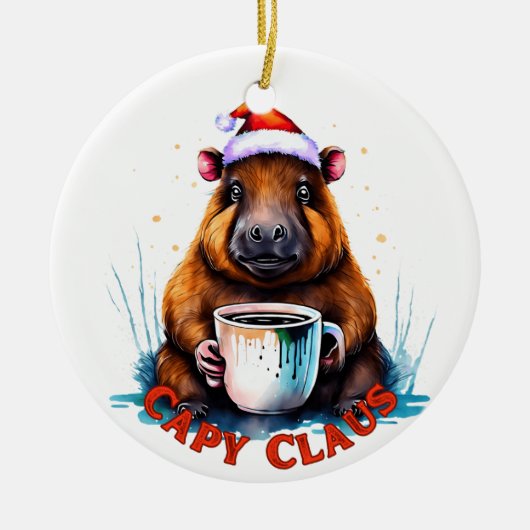 Capybara Ornament, Capybara Weihnachten, Geschenk Keramik Ornament (Vorne)