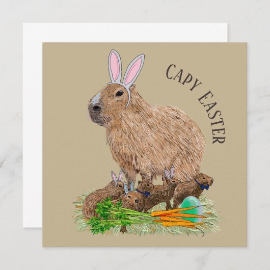 Capybara Ostern Niedlich Bunny Funny Einladung (Vorne/Hinten)