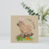 Capybara Ostern Niedlich Bunny Funny Einladung (Stehend Vorderseite)