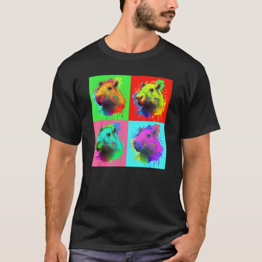 Capybara Painted Art Portrait Cute Capybara Lover T-Shirt (Vorderseite)