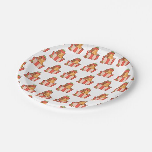 Capybara Paper-Teller | Süße Tier Party Pappteller (Schrägansicht)