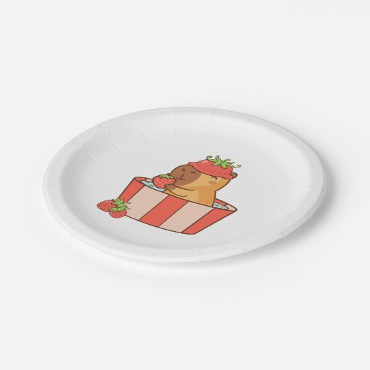 Capybara Paper-Teller | Süße Tier Party Pappteller (Schrägansicht)